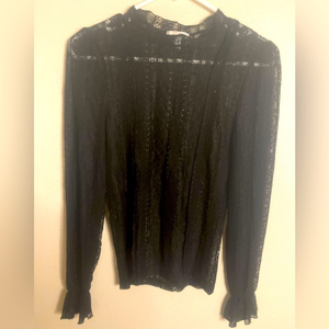Amuse Society Black Lace Long‎ Sleeve Shirt size Medium
